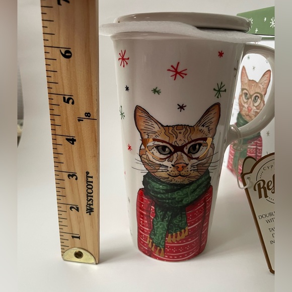 Refresh Cypress Ceramic Travel , Holiday Cat Eye Glasses Sweater (NWT). - Picture 3 of 3